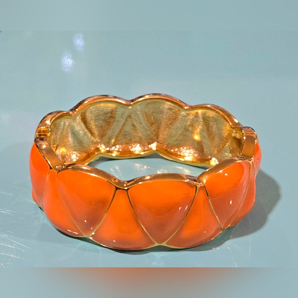 Nordstrom Sequin NYC Vibrant Orange Geometric Enamel Bangle‎ - NWOT